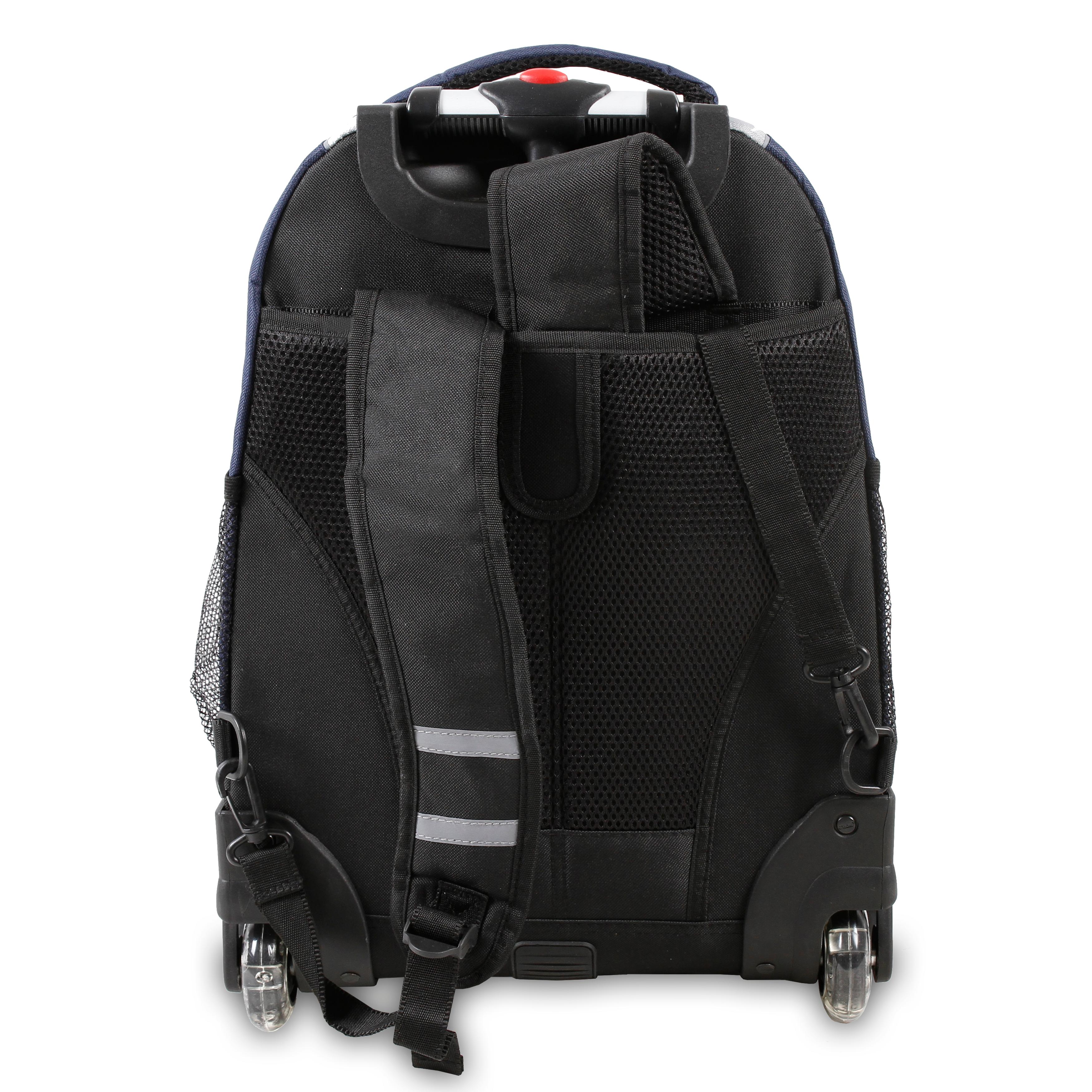 J World New York Twinkle Light Up Wheel Rolling Backpack, Black