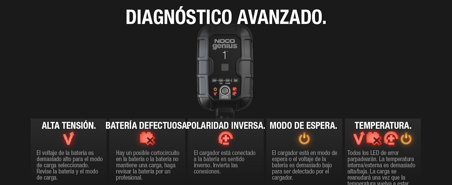 NOCO GENIUS1EU, Inteligente automático de 1A, Cargador 6V y 12V