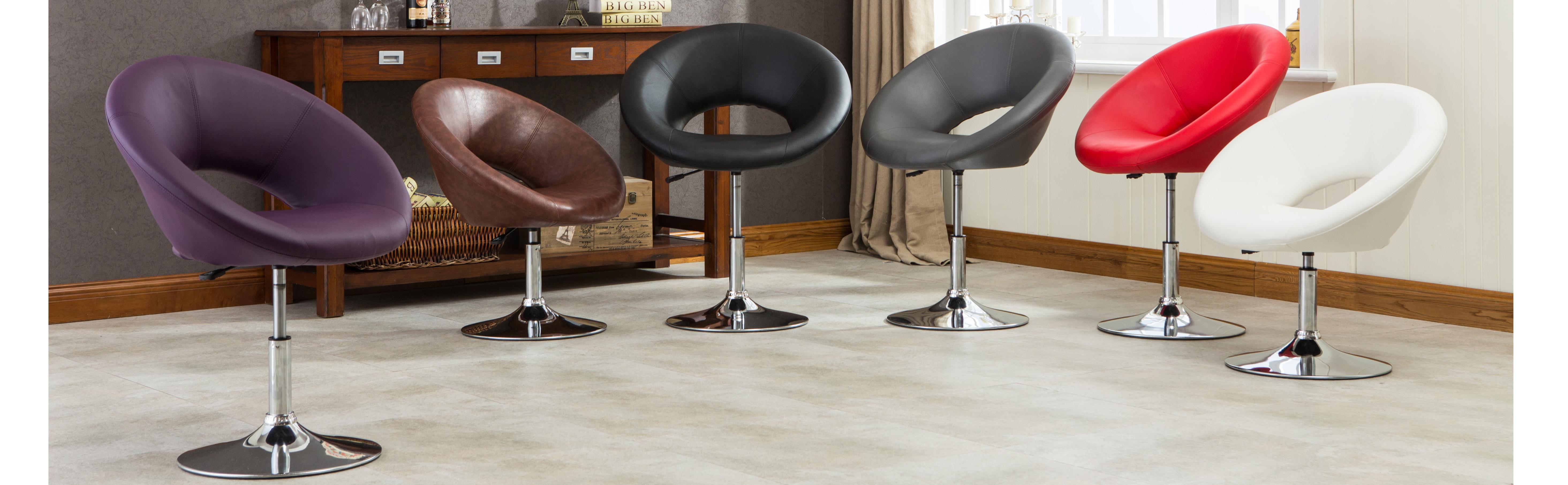 Roundhill Furniture Contemporary Chrome Adjustable Swivel