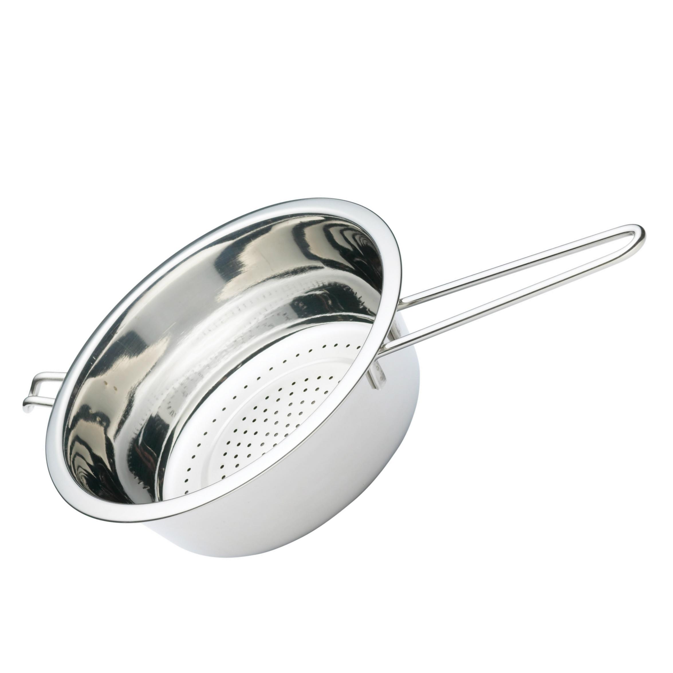 KitchenCraft Large Stainless Steel Colander with Long Metal Handle, 22