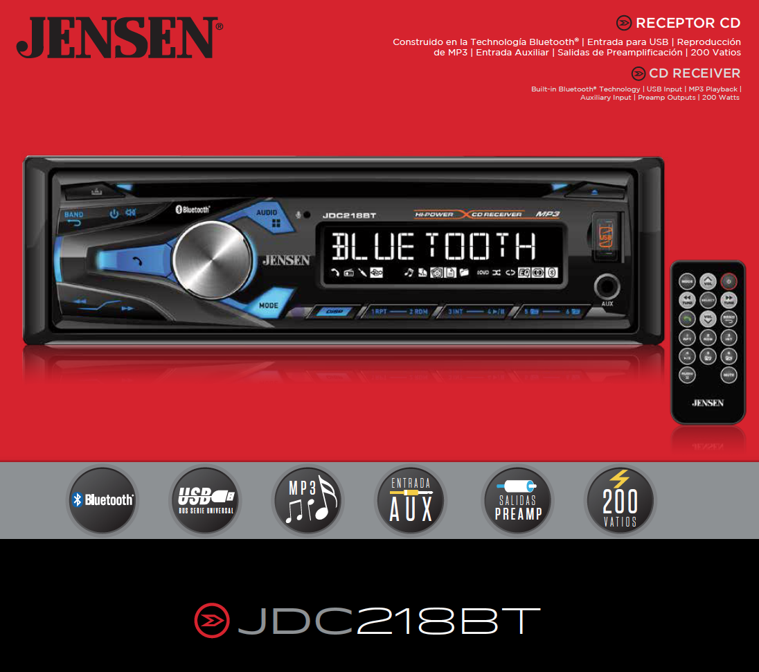 Jensen JDC218BT Multimedia High Definition 10 Character ... jazz bass wiring options 