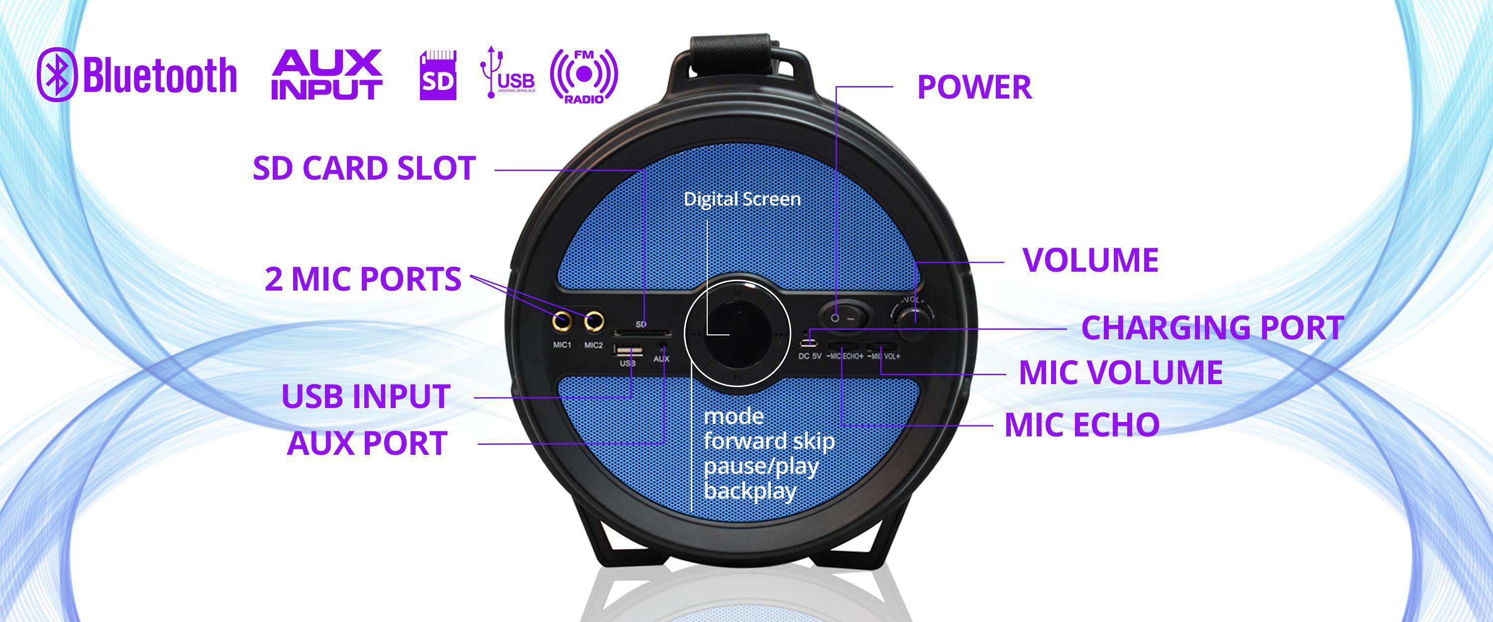 AXESS SPBT1040 Portable Bluetooth 2.1 HiFi Cylinder Loud
