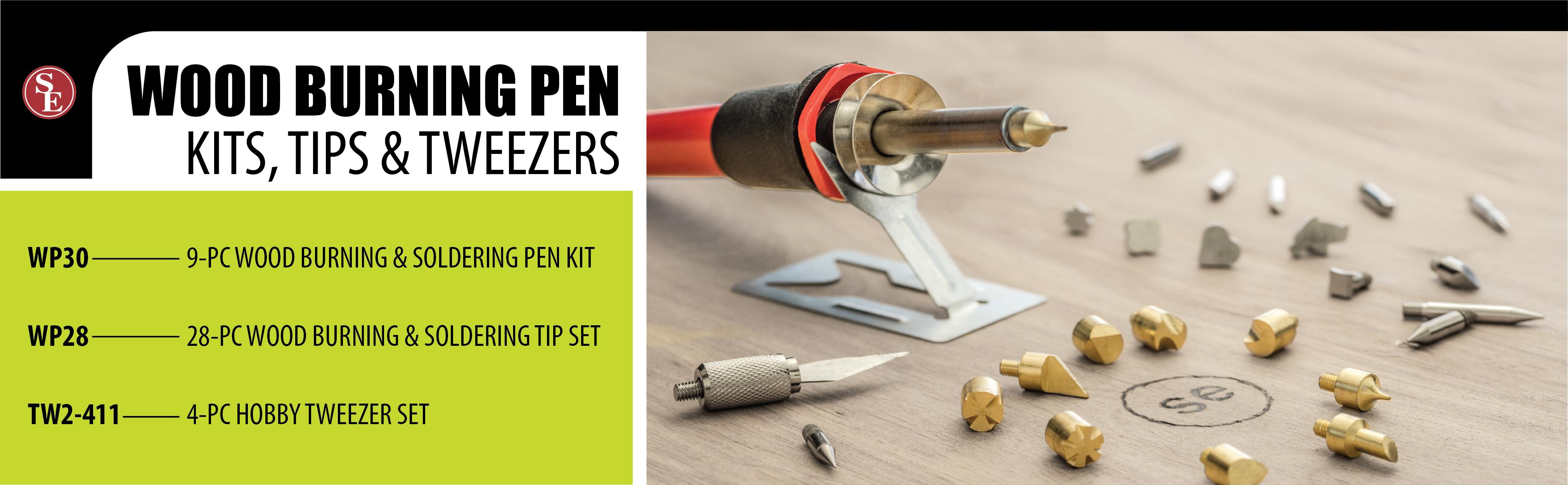 SE WP28 28Piece Interchangeable Wood Burning Pen Tip Carving Set