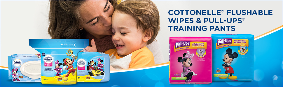 Cottonelle Flushable Toddler Wipes for Kids, 8 Flip-Top Packs, 360 Wet