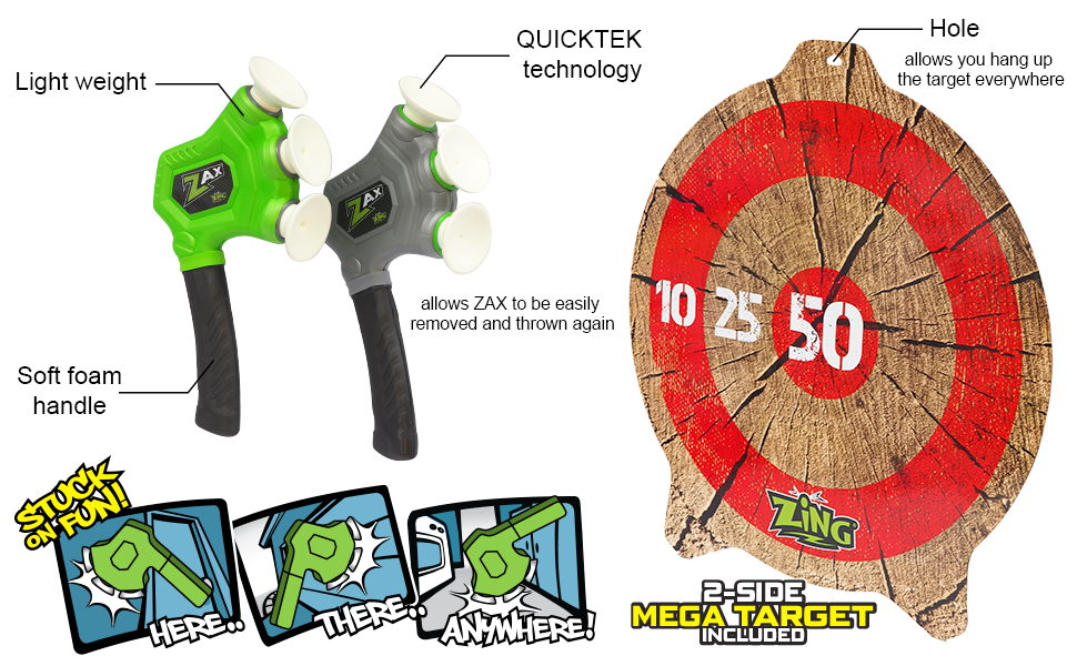 Zing Zax Mega Target Pack;Toy Foam Throwing Axe; Great for