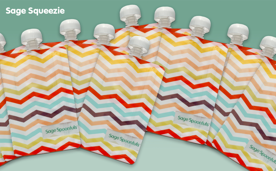 Sage Spoonfuls Squeezie Reusable Baby Food Pouches 6