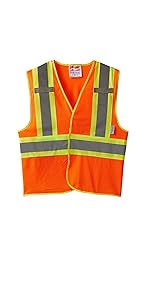 orange vest, orange hi-vis, orange safety vest