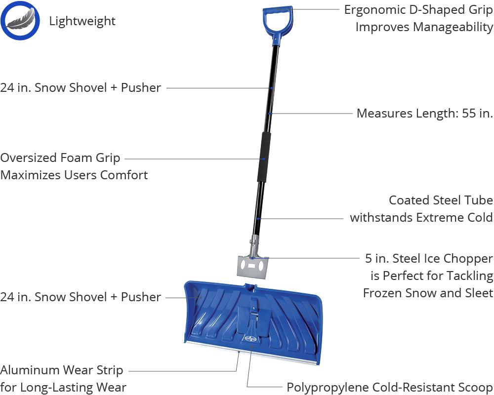 Snow Joe SJEG24 2in1 Snow Pusher + Ice Chopper 24Inch