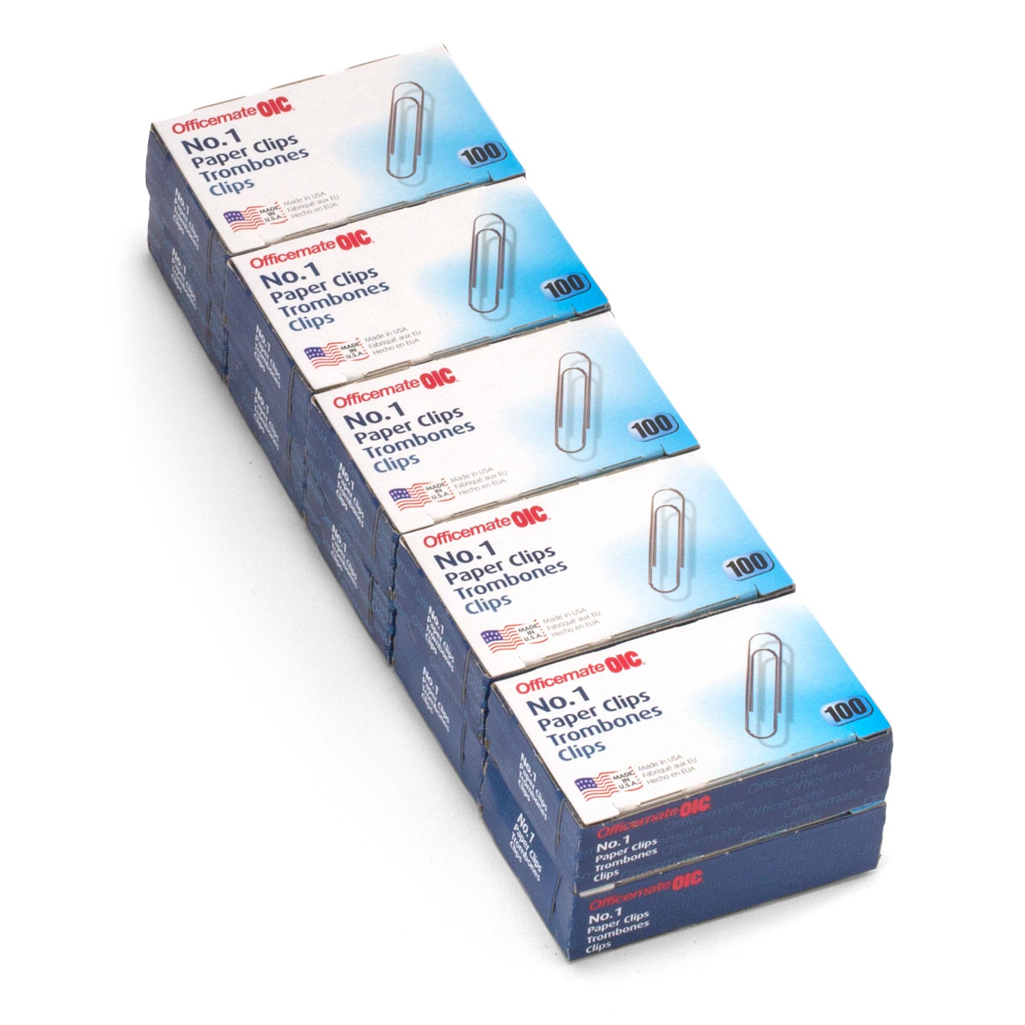 Officemate No.1 Smooth Paper Clips, Pack of 10 Boxes of