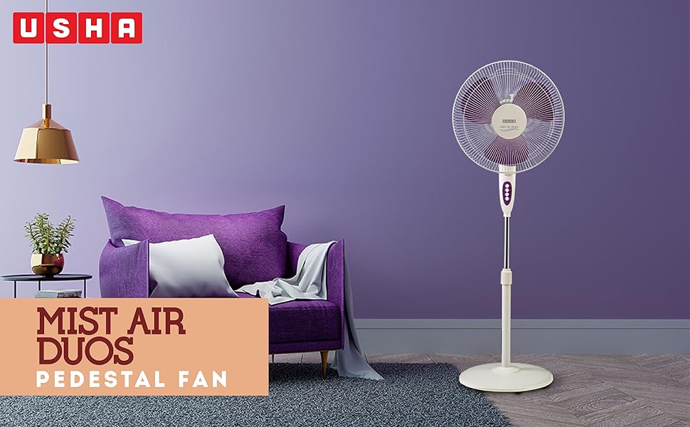 Buy Usha Mist Air Duos 400mm Pedestal Fan (Purple) Online at Low Prices