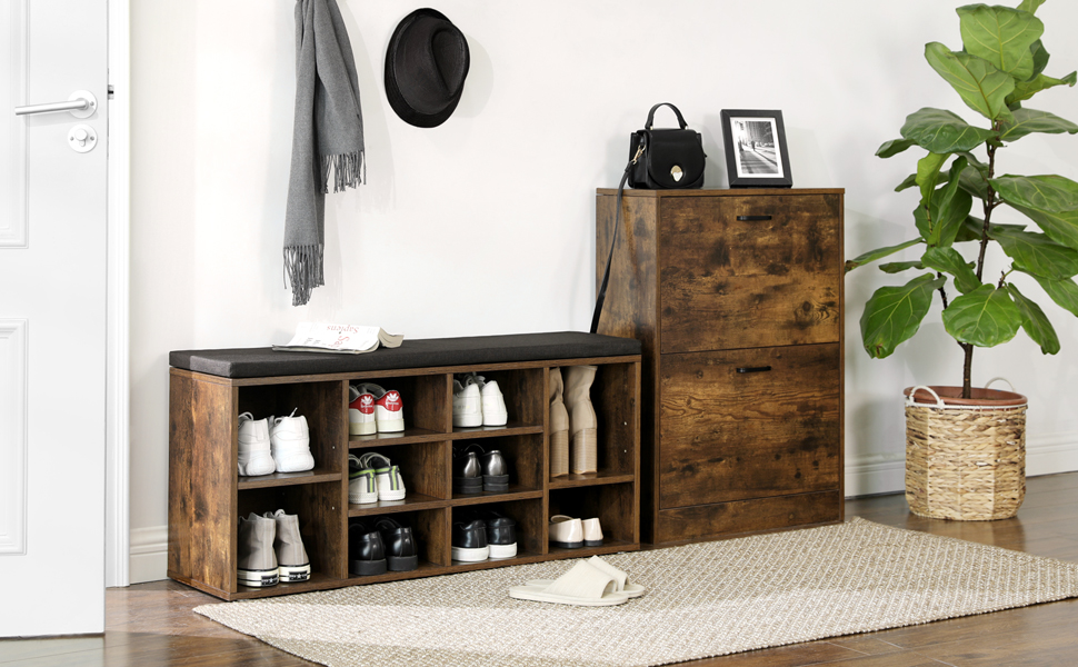 VASAGLE Shoe Bench, Shoe Shelf, Shoe Rack, Storage 10