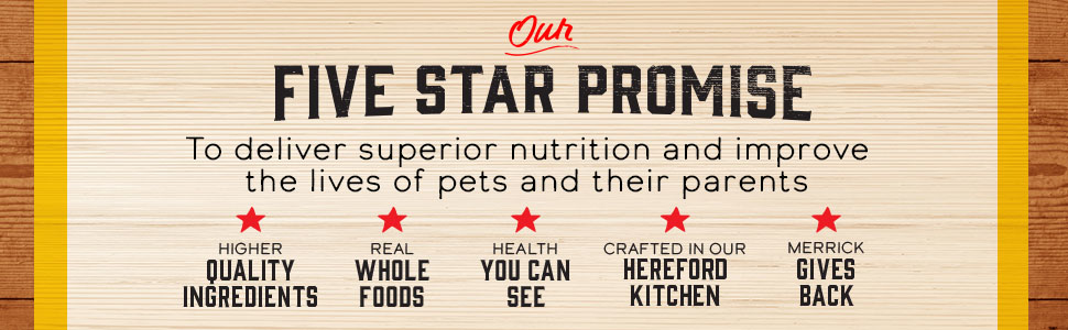 Merrick Grain Free Chunky Big Texas Steak Tips Dinner Canned Dog Food, 12.7 oz., Case of 12 Merrick’s Five Star Promise to deliver superior nutrition and improve lives of pets and their