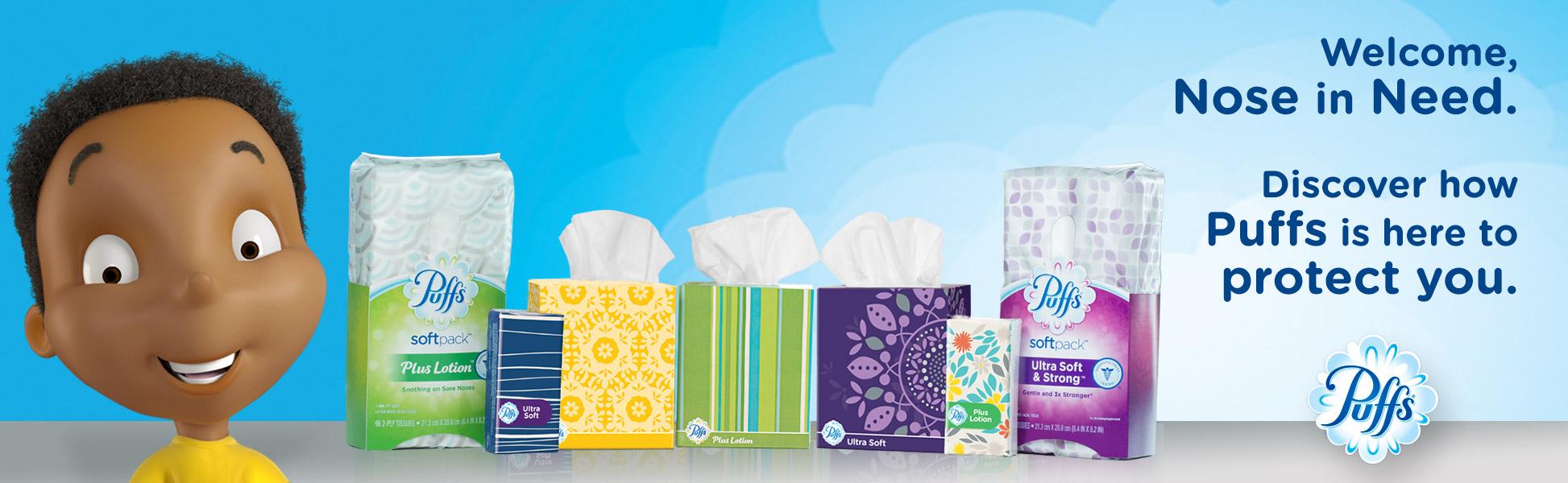 Puffs Plus Lotion Facial Tissues, 4 ToGo Packs; 10 Tissues