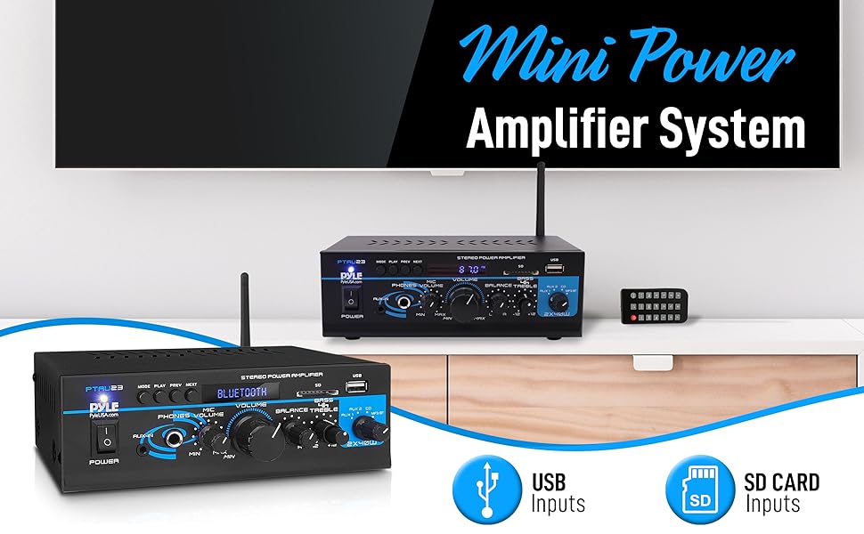 Mini Power Amplifier System; Dual Channel Home Audio Sound Mixer;Stereo Receiver Box with USB; RCA