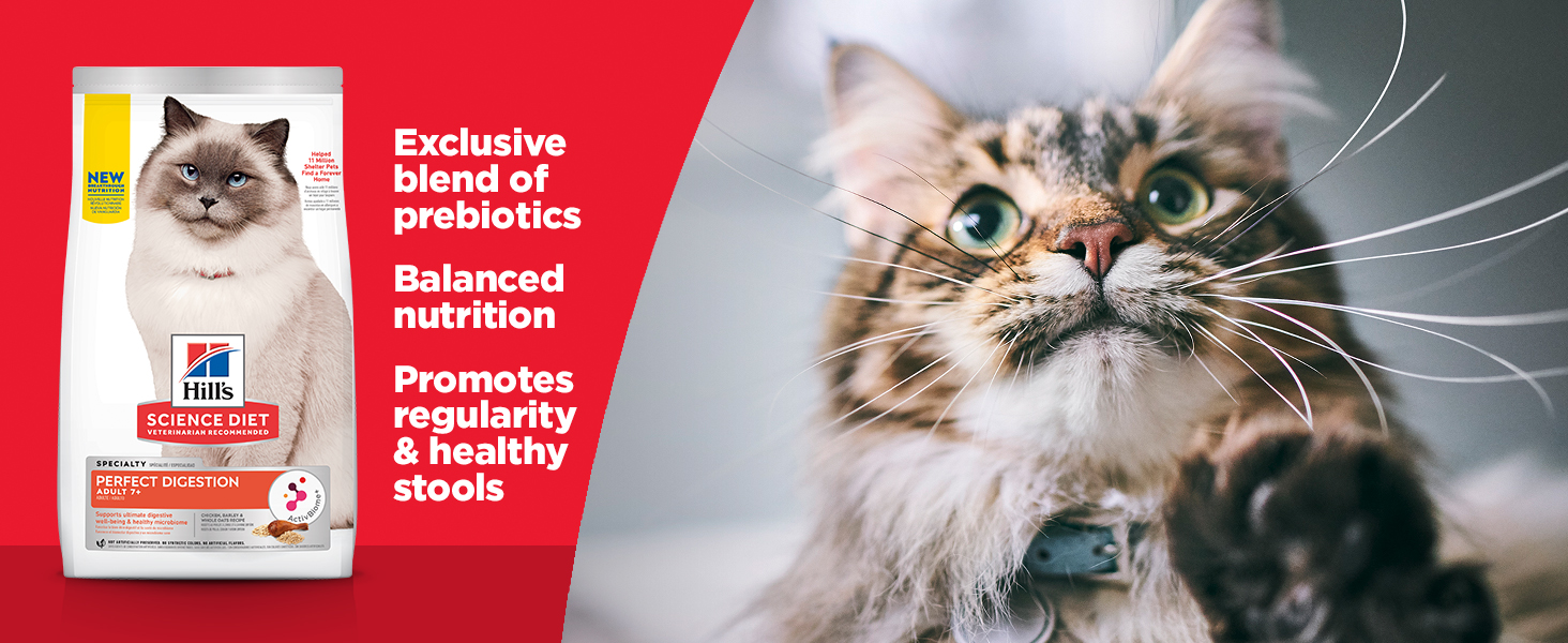 Hill's Science Diet Perfect Digestion, Senior Adult 7+, Digestive Support, Dry Cat