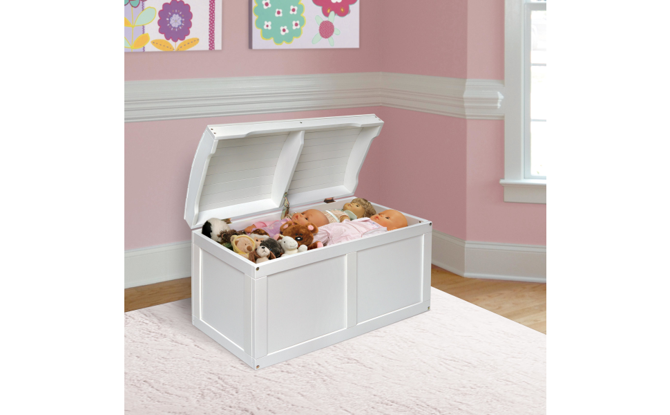 Badger Basket Hardwood Safety Hinge Barrel Top Toy Storage