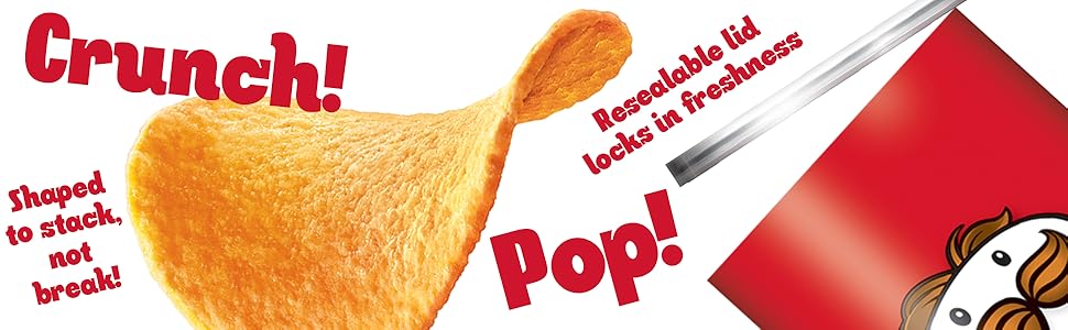 Our potato crisps stack to prevent breaking in a resealable can and burst with flavor