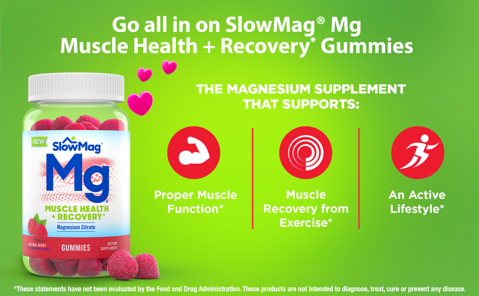 SlowMag Mg Muscle + Heart Magnesium Chloride with Calcium Supplement