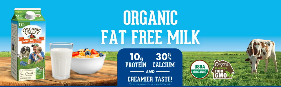 organic milk, organic fat free milk, organic valley milk, organic skim milk, pasteurized milk