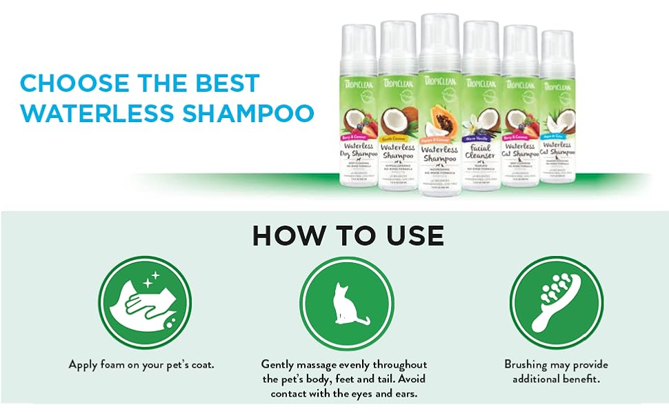 Tropiclean Dander Reducing Waterless Shampoo for Cats Dander Reducing
