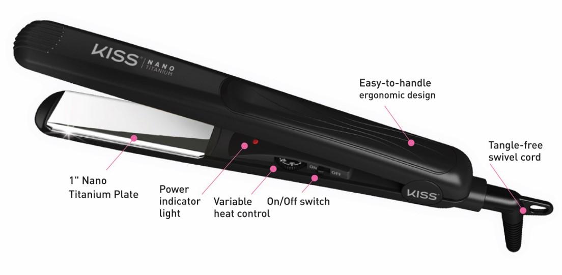 Kiss Products Titanium Flat Iron, 1", Red, 1.04 Pound Beauty