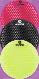 airworks, urinal, screen, mango, citrus, flexible, orange, blue, purple, green, brown, strawberry