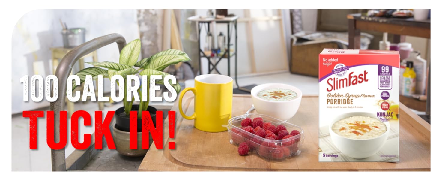 SlimFast Golden Syrup Flavour Porridge, No Added Sugar, High in Protein