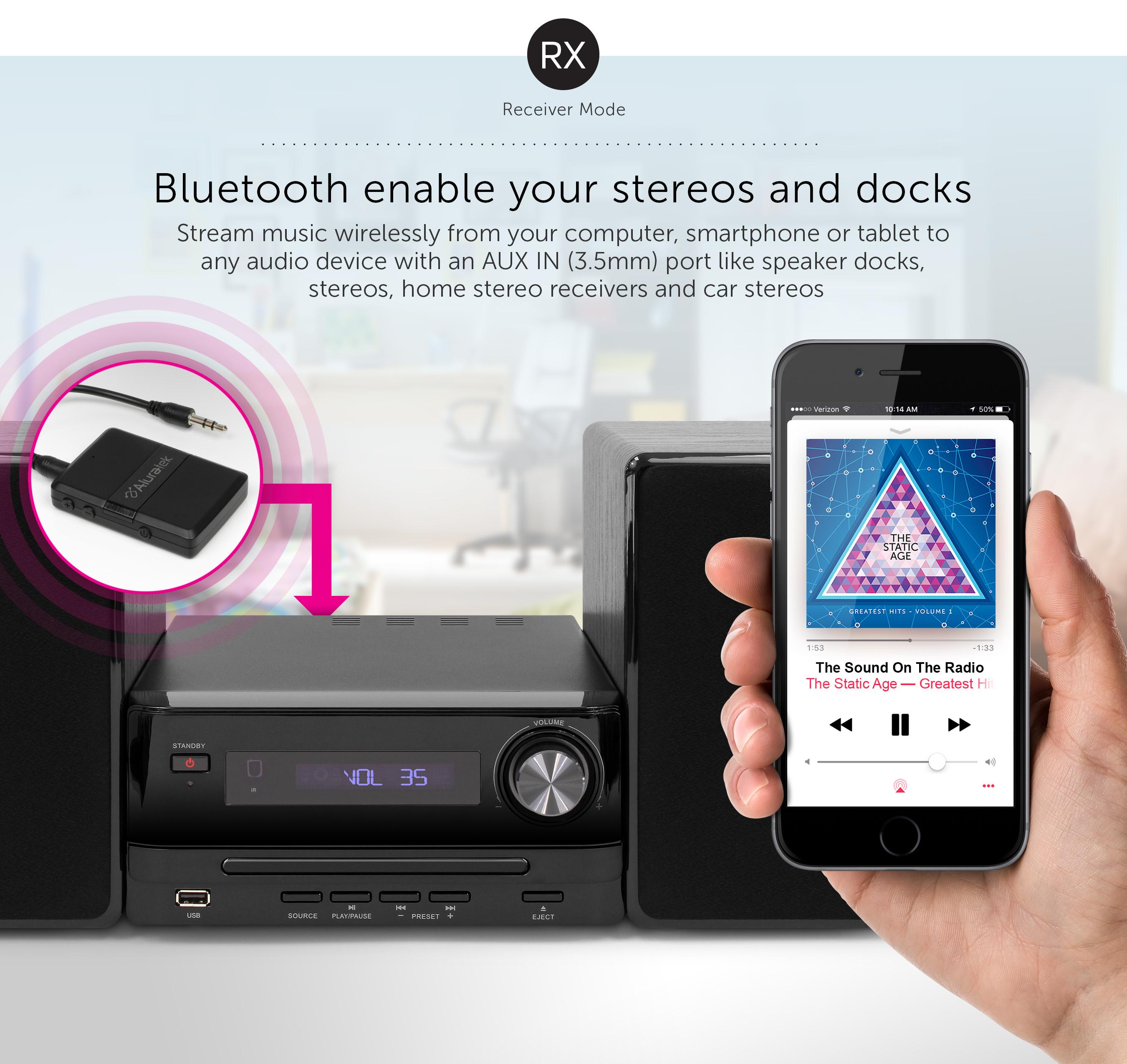 Aluratek ABC01F Universal Bluetooth Audio Receiver and