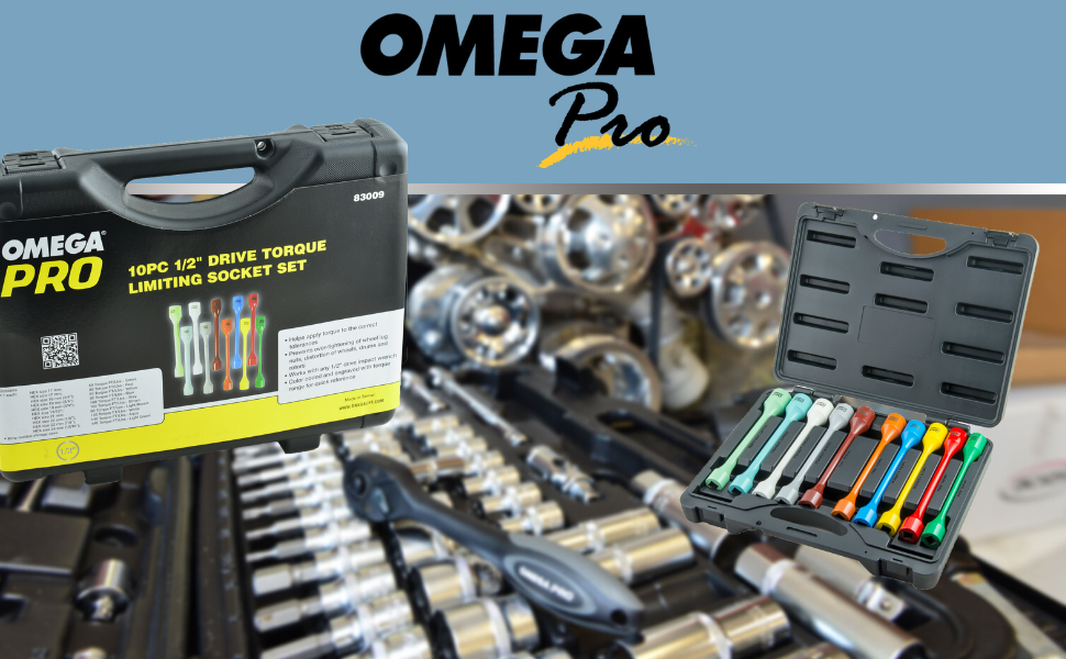 Omega Pro 83009 10 Piece 1/2" Dr. Torque Limiting Socket Set, 12.8