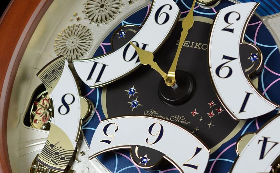 Seiko Melodies in Motion Wall Clock, Bright Starry Night Wall Clocks