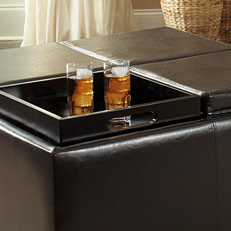 Homelegance Contemporary Storage Ottoman with Four Flip Top