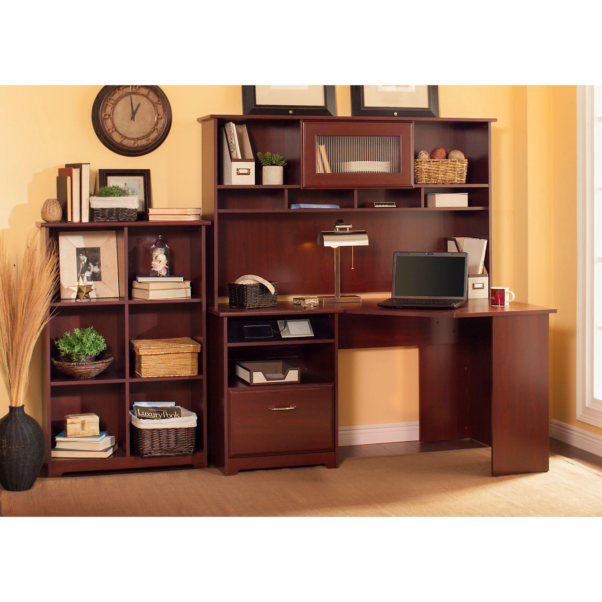 Cabot Corner Desk with Hutch and 6 Cube Bookcase Kitchen