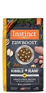 instinct dry dog food, raw boost kibble, high protein kibble, freeze-dried raw dog food