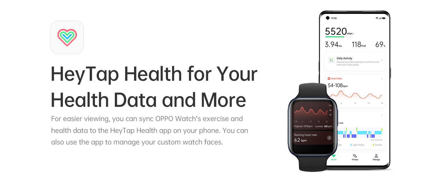 OPPO Health & Fitness Smart Watch(WiFi) 46mm, Heart Rate Monitor