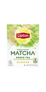 Lipton Magnificent Matcha Green Tea Bags Ginger, 15 Count