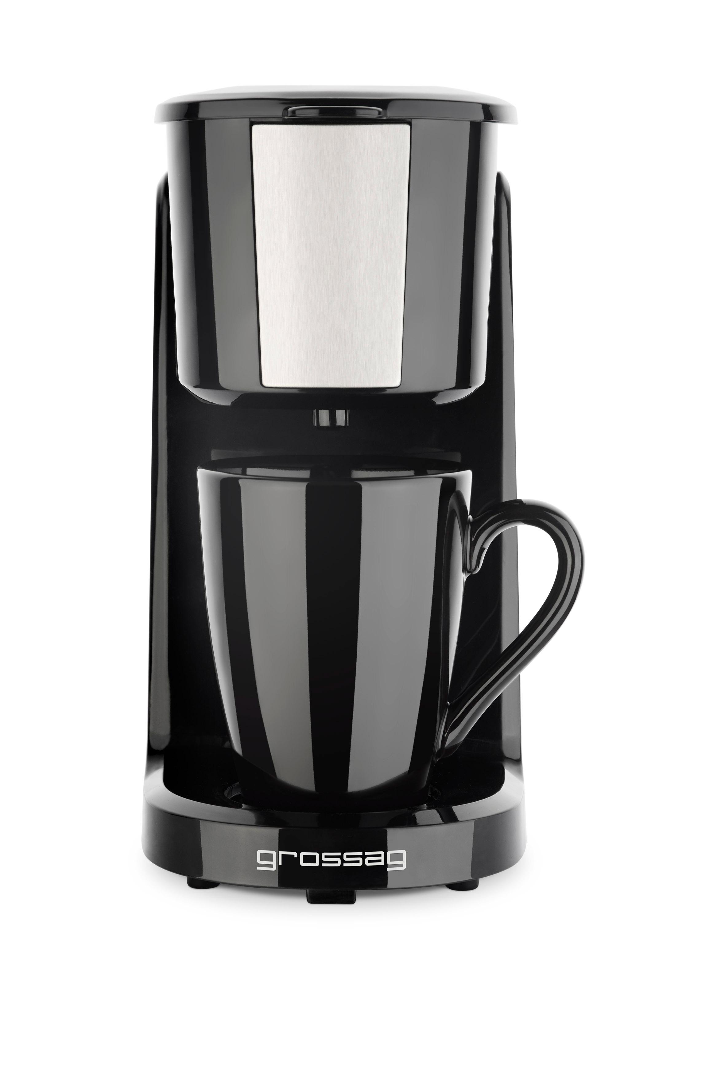Amazon.de: grossag Single-Kaffeemaschine KA 8.17 Schwarz-Edelstahl 1- Tassen Kaffeeautomat 150ml ...