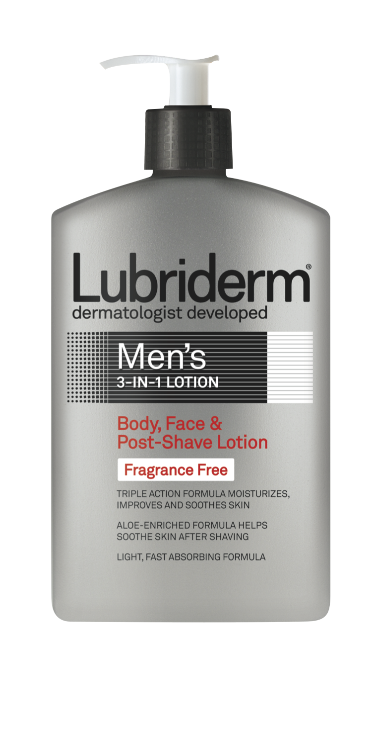 Lubriderm Men's 3-In-1 Body, Face & Post-Shave Lotion, Fragrance Free