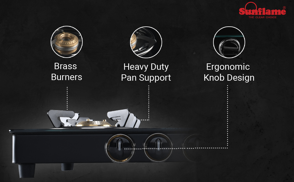 Buy Sunflame PRIDE 4 Burner Gas Stove, Manual Ignition with Toughened