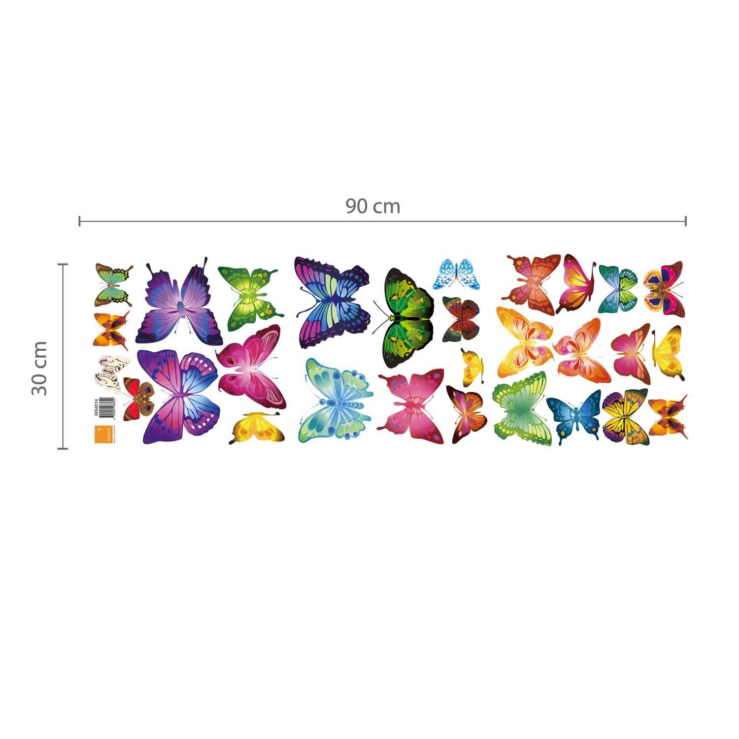 Walplus Colourful Butterflies Wall Stickers Office Home Decoration, 28pcs 33cm x 60cm, PVC