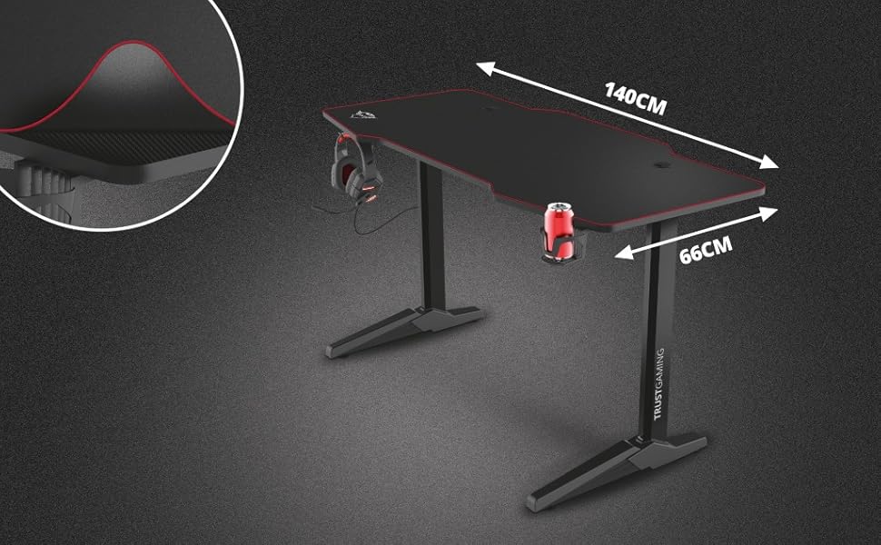 Trust Gaming Gaming Desk XL 140 x 66 cm GXT 1175 Imperius Large