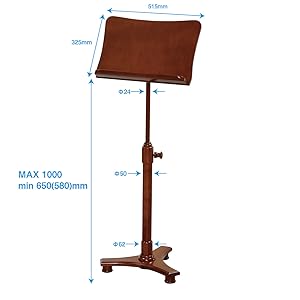 Amazon | キクタニ 譜面台 木製 高さ調整 650~1,000mm (580mm