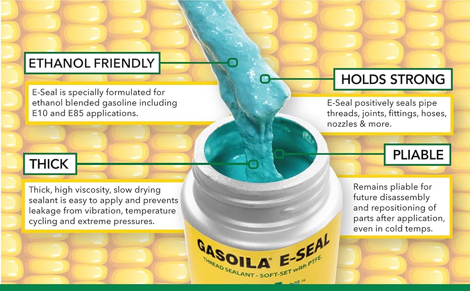 Gasoila ESeal Pipe Thread Sealant with PTFE Paste, Non Toxic, 100 to