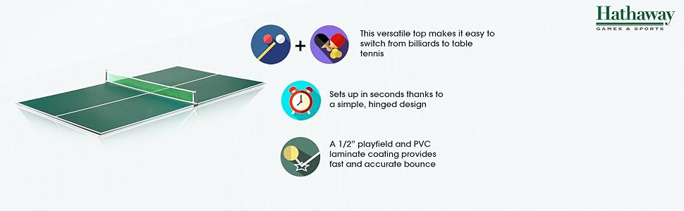 9ft Foldable Ping Pong Table Topper - Converts Pool Tables To Regulation Tennis Surface