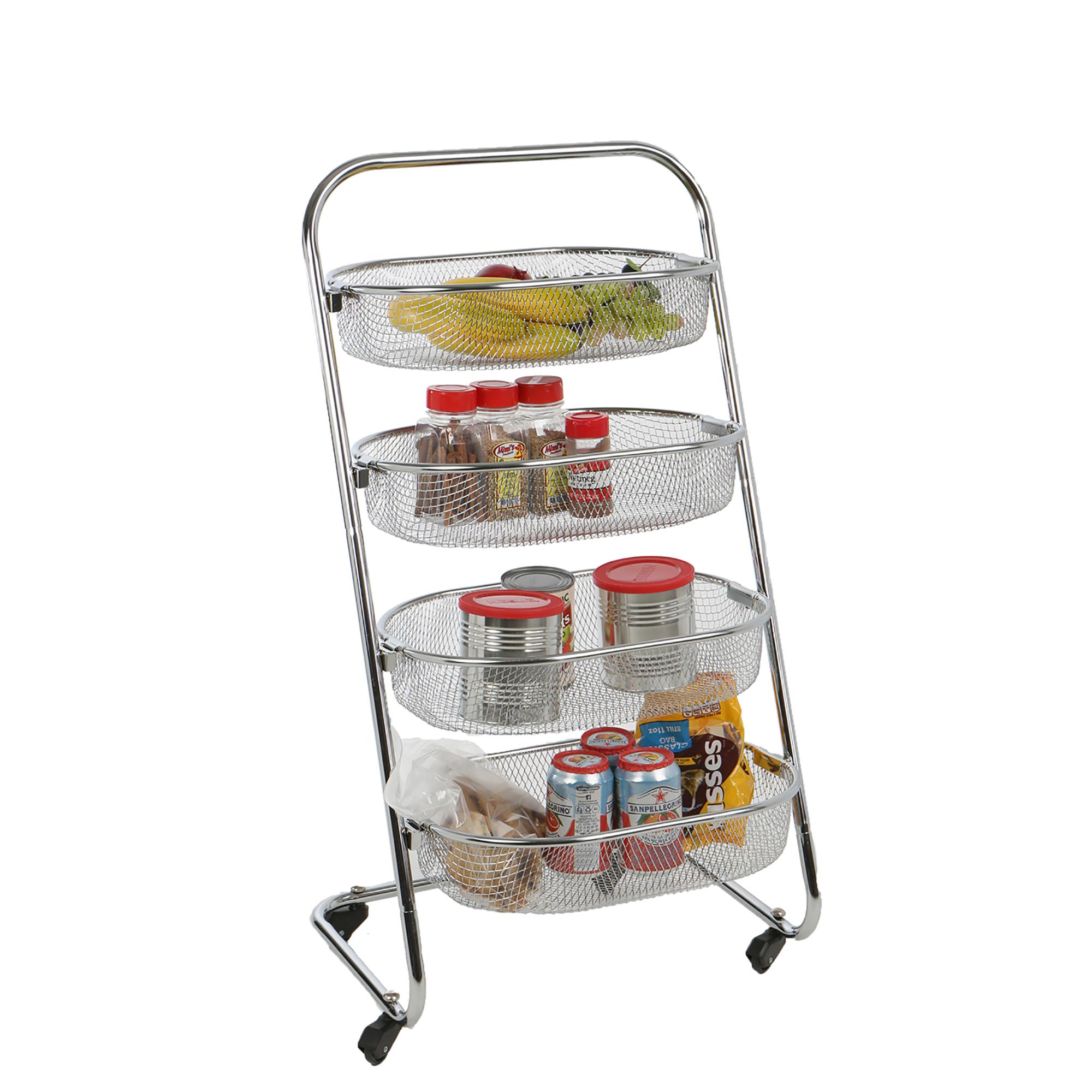 Mind Reader 4 Tier Metal Wire Rolling Basket All Purpose