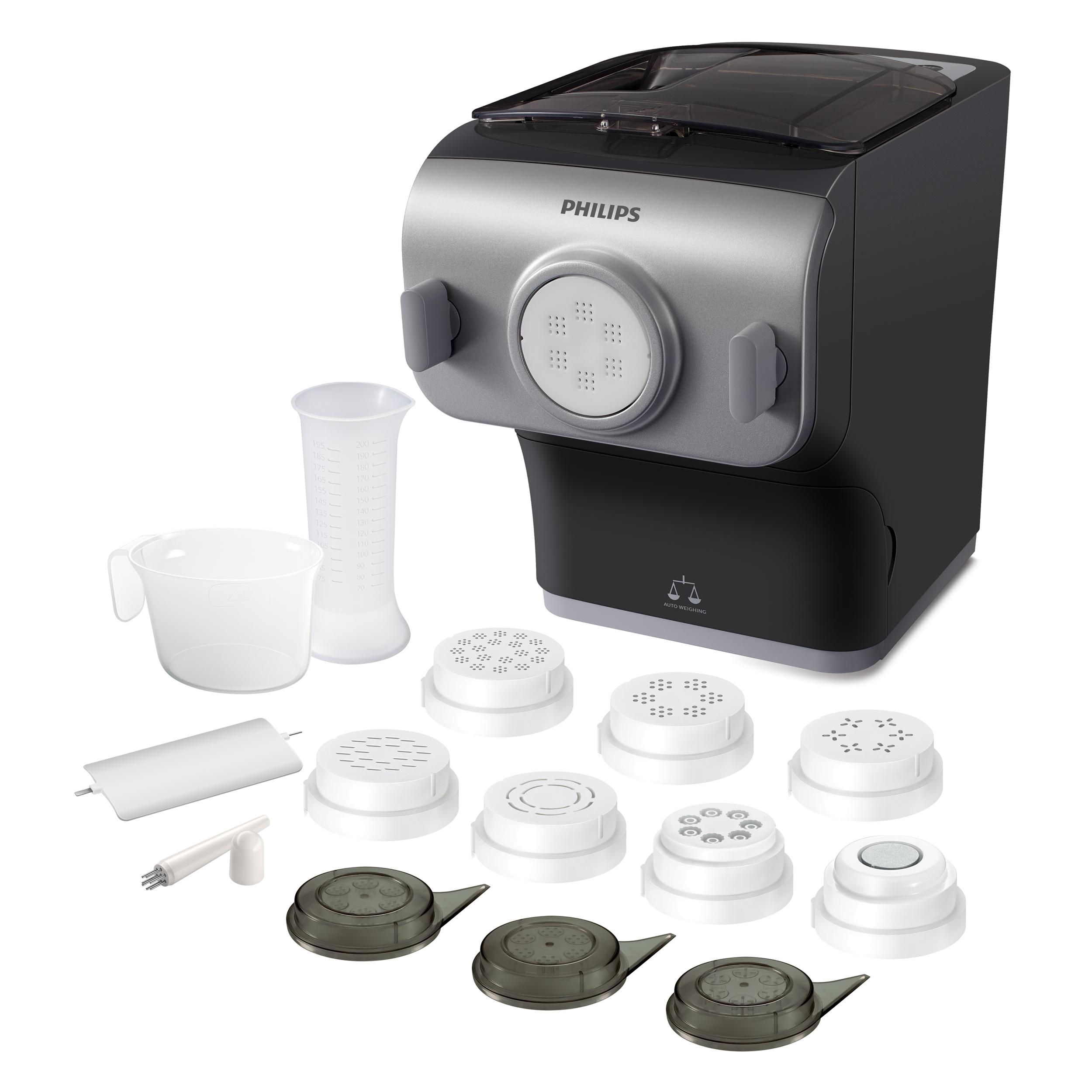 Philips Pasta Maker with Integrated Scale and 8 shaping discs, HR2358