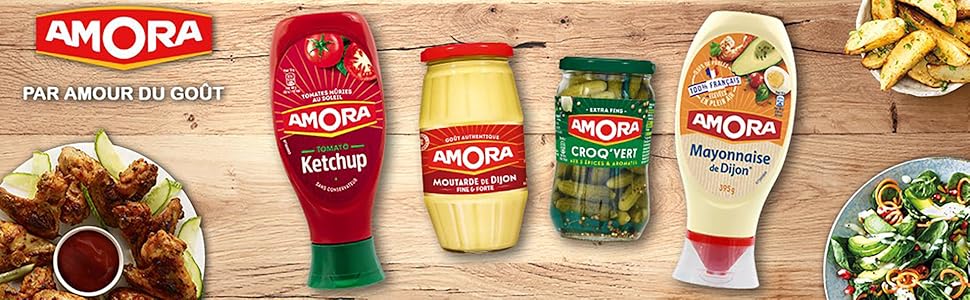 dejeuner moutarde ketchup mayonnaise cornichon