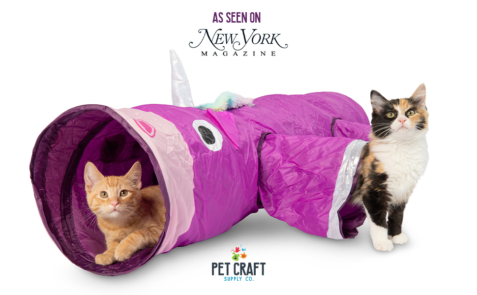 Pet Craft Supply Magic Mewnicorn Multi Cat Tunnel Boredom Relief Toys with Crinkle Feather for Cats