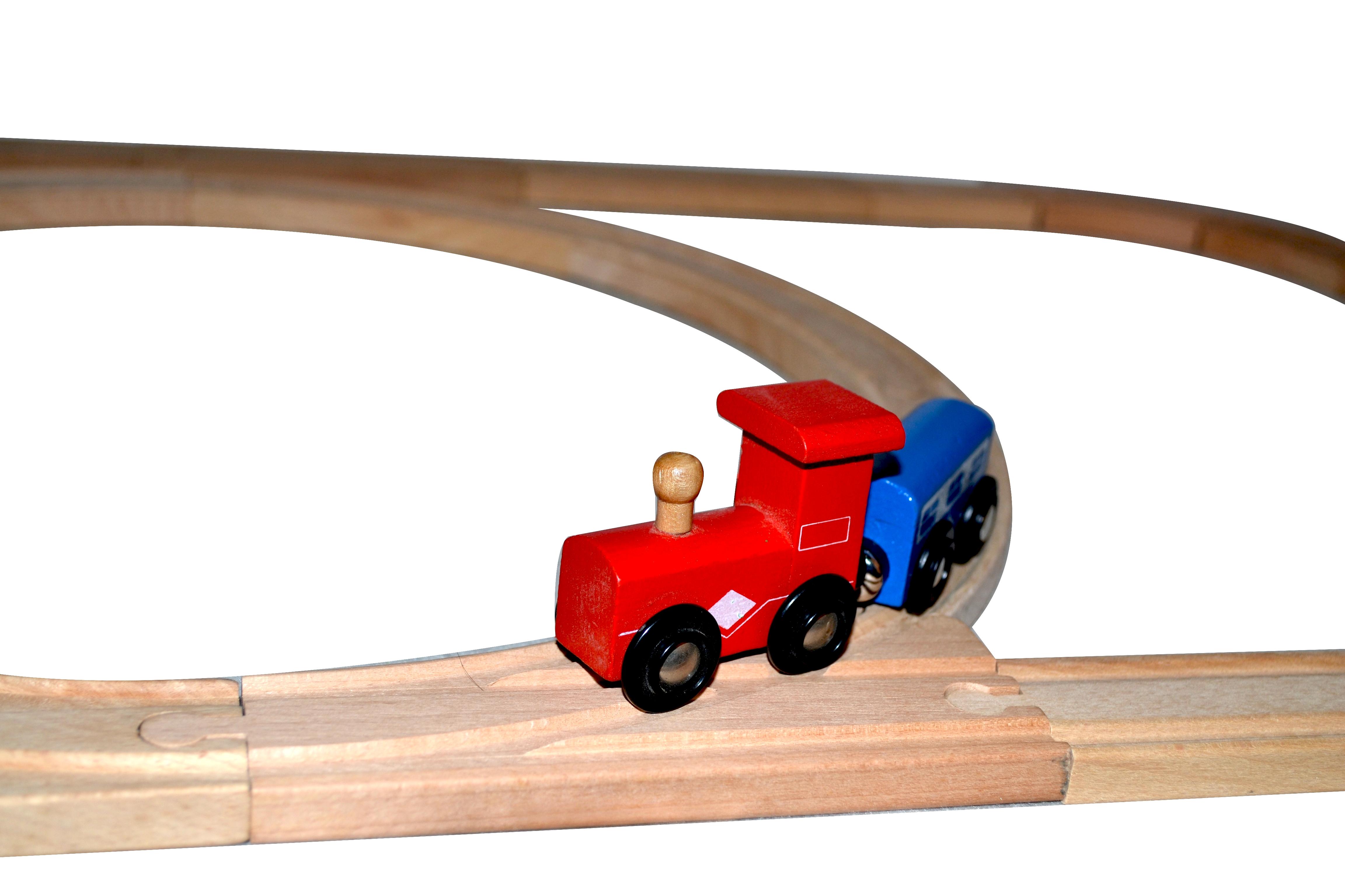 52PCS Wooden Train Track Pack Set Wooden Train Set With 2 Bonus Toy