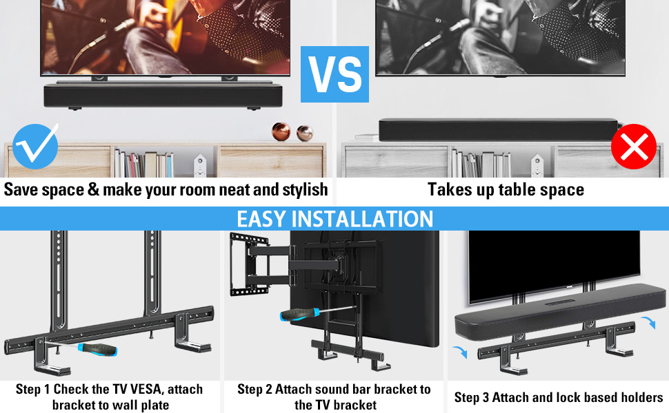 Mounting Dream Soundbar Mount for Most Soundbars with Holes