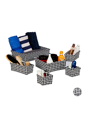 Relaxdays Aufbewahrungskorb 6er Set, Flechtoptik, Deko Körbchen